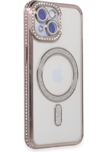 Iphone 15 Kılıf Joke Simli Magneticsafe Kılıf - Pembe Drstr