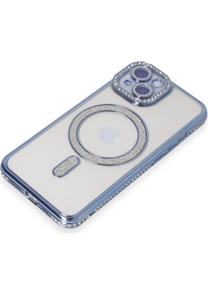 Iphone 15 Kılıf Joke Simli Magneticsafe Kılıf - Mavi Drstr modelleri