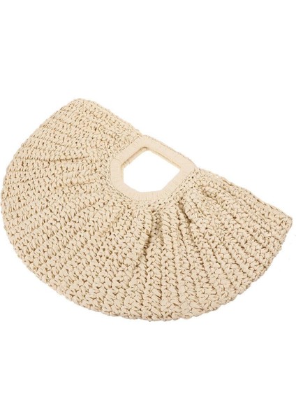 Bej Hasır El Örgüsü Kadın Oval El Çantası Şık ve Ergonomik Tasarım modelleri