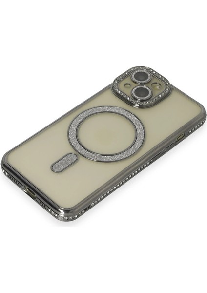 Iphone 15 Kılıf Joke Simli Magneticsafe Kılıf - Gri Drstr modelleri