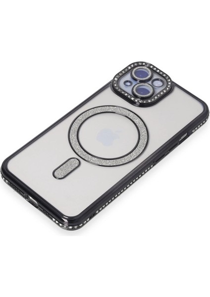 Iphone 15 Kılıf Joke Simli Magneticsafe Kılıf - Siyah Drstr modelleri