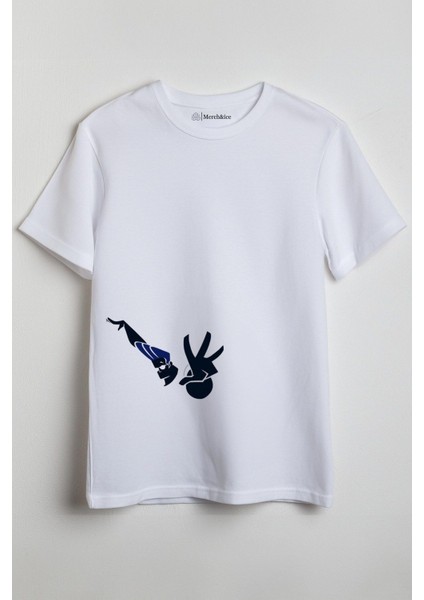 Johnny Bravo Baskılı Unisex T-Shirt Beyaz