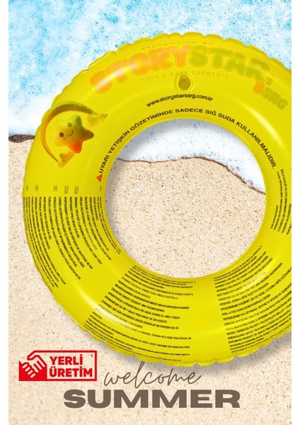 Renkli Çocuk Deniz Simidi, Sarı, 51-61 Cm, Havuz Eğlencesi