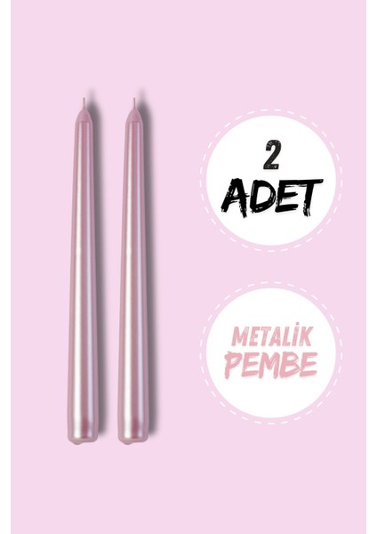 Parlak Pembe Metalik 2'li Mumlar, Yılbaşı, Kına, Parti, Doğum Günü, Bekarlığa Veda