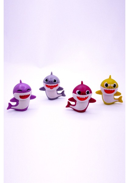 Renkli Baby Shark Köpek Balığı Oyuncak Seti 4'lü, Eğlenceli ve Sevimli Tasarım fiyatları