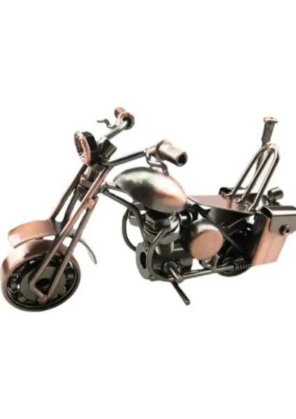 El Yapımı Vintage Demir Motorsiklet Modeli Ev-Ofis Için Dekoratif Metal Süs Küçük Boy