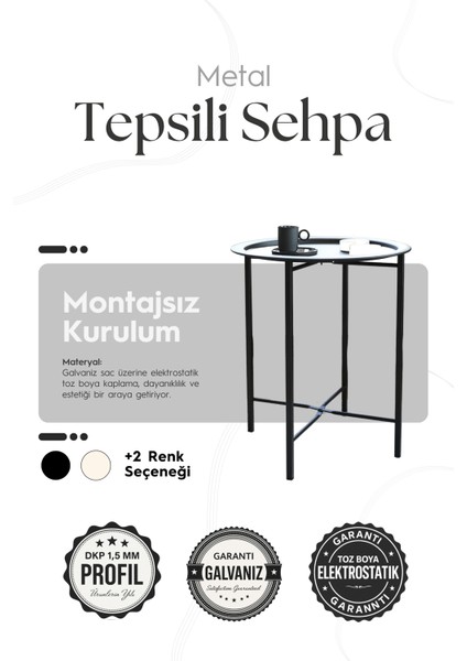 Katlanır Tepsili Sehpa Çıkarılabilir Tepsili Modern Koltuk Yanı Orta Sehpa Piknik Sehpa Kolçak Sehpa