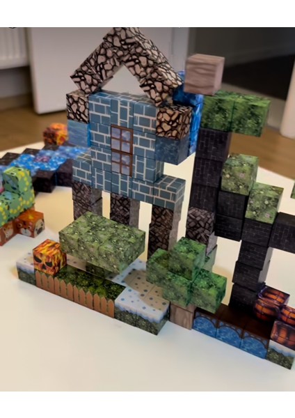 Minecraft Manyetik Küp Blok Orman Temalı Yapı Taşı 100 Parça