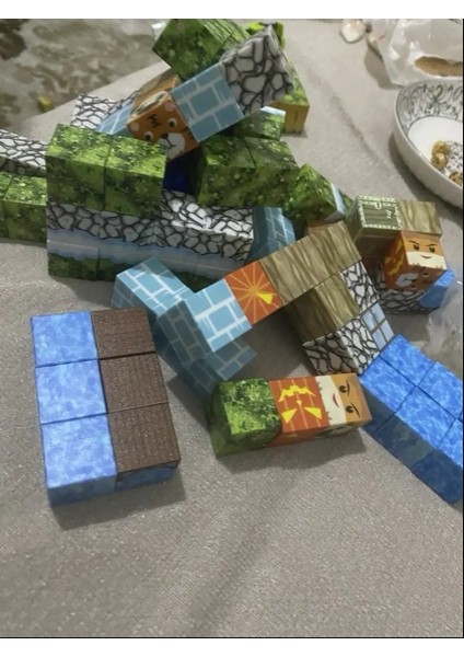 Minecraft Manyetik Küp Blok Orman Temalı Yapı Taşı 100 Parça