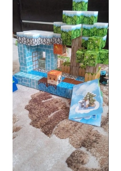 Minecraft Manyetik Küp Blok Orman Temalı Yapı Taşı 100 Parça