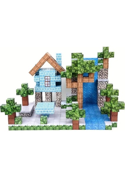 Minecraft Manyetik Küp Blok Orman Temalı Yapı Taşı 100 Parça