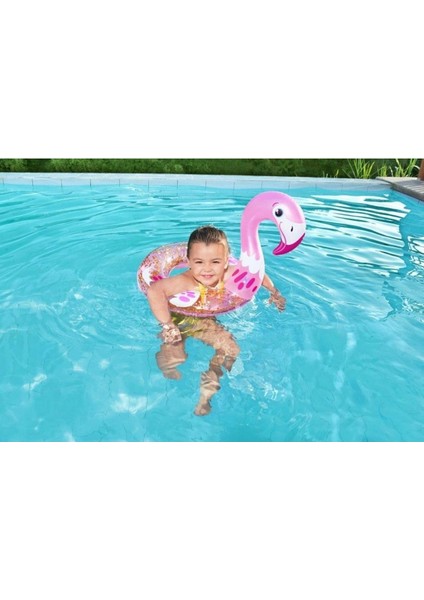 Simli Flamingo Çocuk Şekilli Simit 61 Cm, Eğlenceli ve Renkli Tasarım