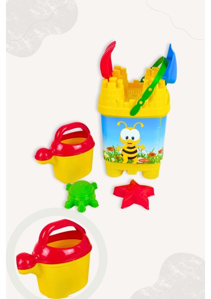 Yaz Plaj Seti, Kova, Ibrik, Kürek, Tırmık, 2 Renkli Kum Kalıbı