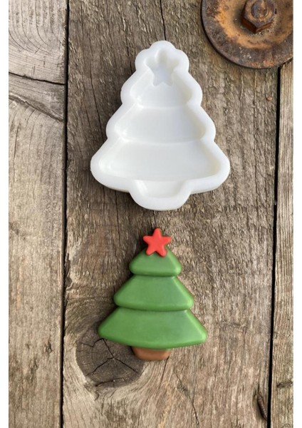 Yılbaşı Çam Ağacı Silikon Mum Kalıbı, Beyaz, Tekli, 1 Adet