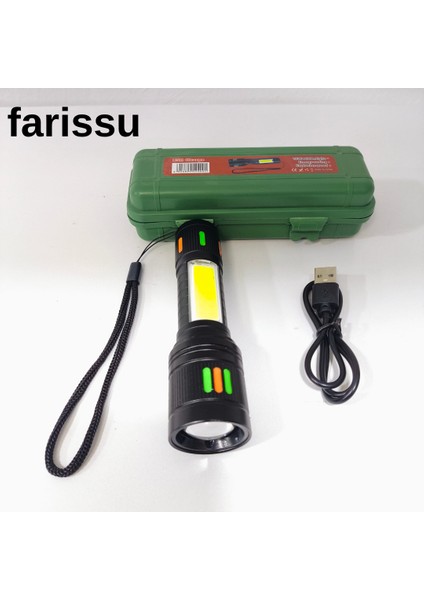 15 Watt Zoomlu Şarjlı El Feneri - Güçlü LED Işıklı, Taşınabilir ve Metal Dayanıklı