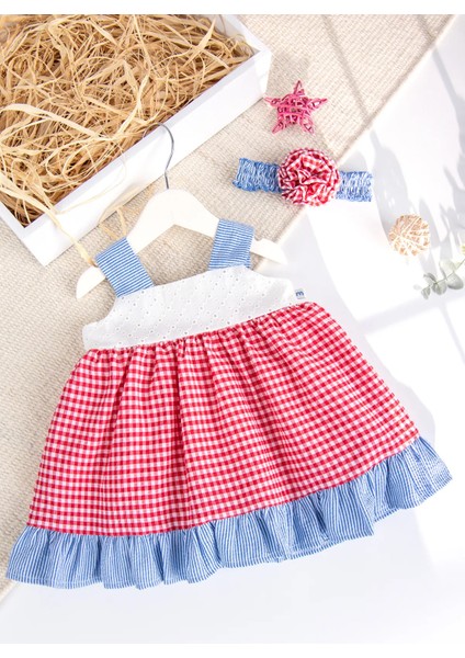 Bandanalı Askılı Yazlık Kız Bebek Elbise Set