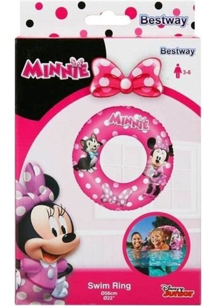 Renkli Minnie Mouse Temalı 56 cm Şişme Can Simidi Çocuklar Için Keyifli Kullanım