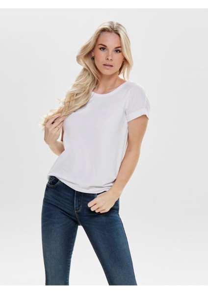 Kadın Basic Bisiklet Yaka T-Shirt 15106662