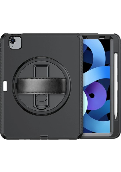 Ipad 2022 10.9 (10.nesil) Kılıf Hand Strap Tablet Kılıfı - Siyah Inslm