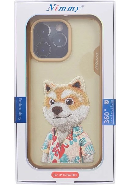 iPhone 15 Pro Uyumlu 3D Kıyafet Shiba Detaylı Nakış İşlemeli Kabartmalı Fashion Pet Kılıf