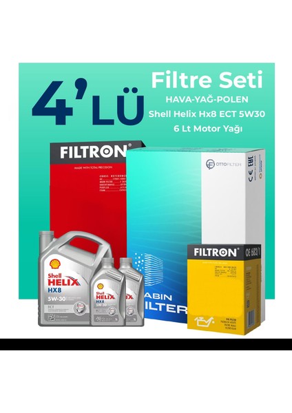 Filtron Chevrolet Captiva 2.0 Dizel Filtre Bakım Seti Shell Motor Yağlı (2006-2011) 4 Lü