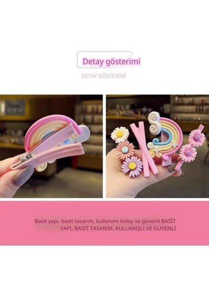 14'lü Sevimli Kız Çocuk Toka Seti – Şeker, Gökkuşağı, Meyve ve Çiçek Desenli – Bebek ve Çocuk Saç Aksesuarı fiyatları