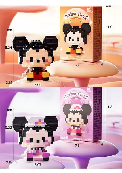 Bricks Yeni Stil Mickey Mouse ve Minnie Mouse Figür 3D Puzzle Yapboz Hobi Dekorasyon