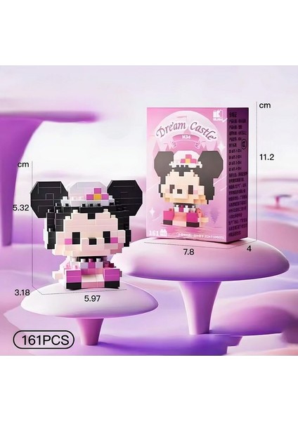 Bricks Yeni Stil Mickey Mouse ve Minnie Mouse Figür 3D Puzzle Yapboz Hobi Dekorasyon