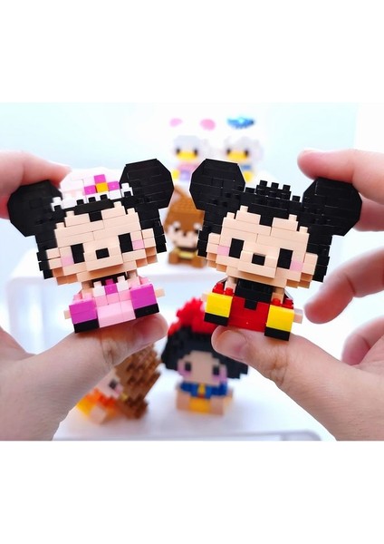 Bricks Yeni Stil Mickey Mouse ve Minnie Mouse Figür 3D Puzzle Yapboz Hobi Dekorasyon