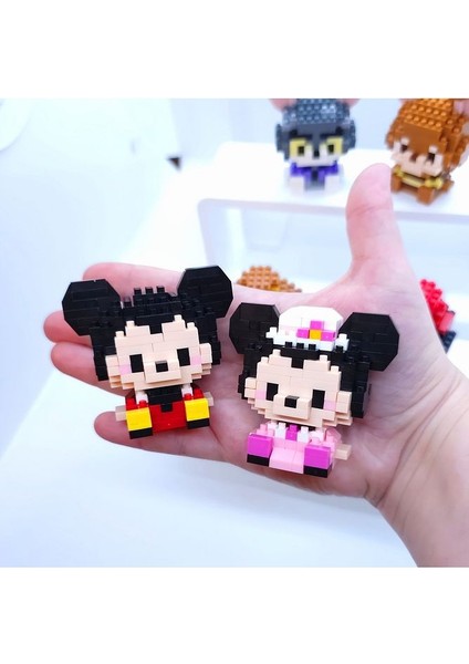 Bricks Yeni Stil Mickey Mouse ve Minnie Mouse Figür 3D Puzzle Yapboz Hobi Dekorasyon