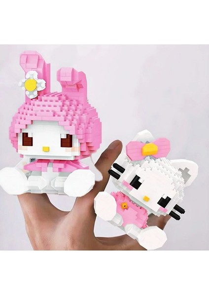 Hello Kitty My Melody Karakter Figür Yapıtaşı Puzzle Masaüstü Süs Koleksiyon Hobi