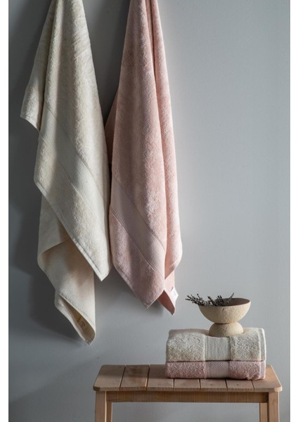 Lotus 4'lü Havlu Setı Blush-Ekru 90X150 - Aıle Setı