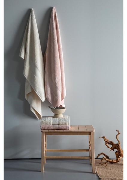 Lotus 4'lü Havlu Setı Blush-Ekru 90X150 - Aıle Setı fiyatları