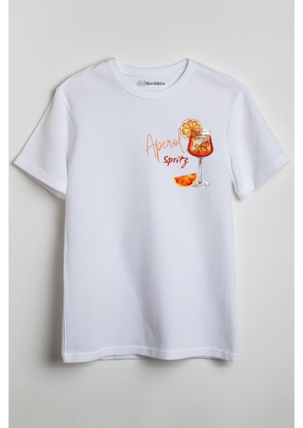 Aperol Spritz Baskılı Unisex T-Shirt Beyaz