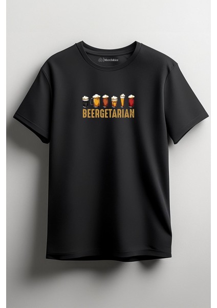 Beergetarian Baskılı Unisex T-Shirt Siyah