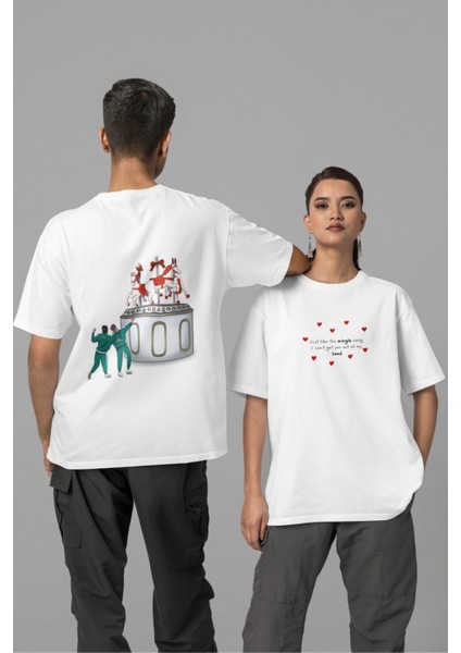 Squid Game 2 Just Like The Mingle Song I Cant Get You Out Of My Head Baskılı Unisex Oversize T-Shirt Beyaz