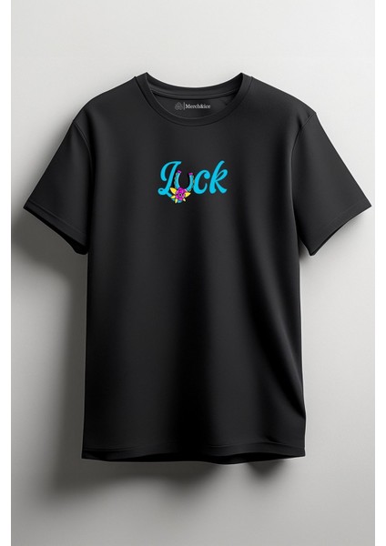Luck Mıknatıs 777 Baskılı Unisex T-Shirt Siyah