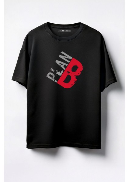 Plan B Baskılı Unisex Oversize T-Shirt Siyah