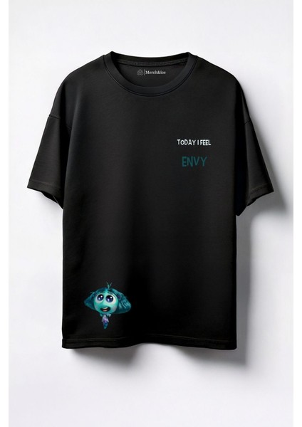 Today I Feel Envy Baskılı Unisex Oversize T-Shirt Siyah