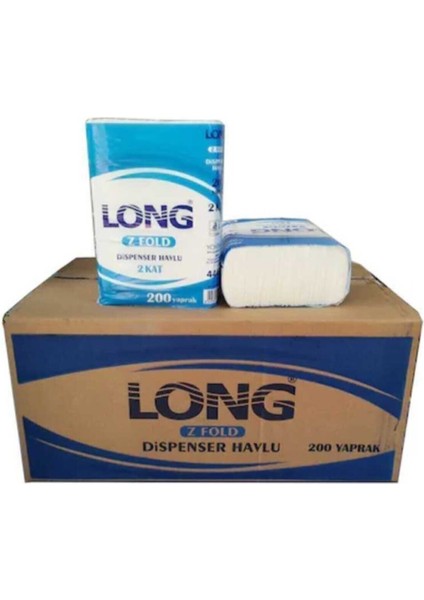 Long Dispenser Kağıt Havlu - Z Katlama - 200 Adetlik 12 Paket / Koli