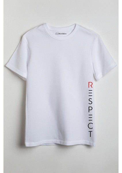 Respect Baskılı Unisex T-Shirt Beyaz