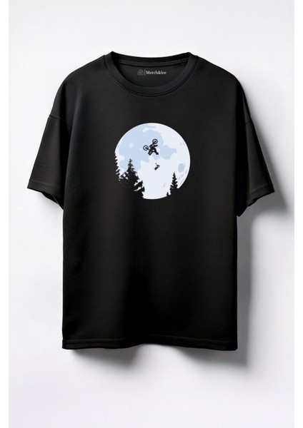 Dönence Baskılı Unisex Oversize T-Shirt Siyah
