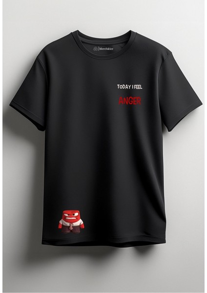 Today I Feel Anger Baskılı Unisex T-Shirt Siyah
