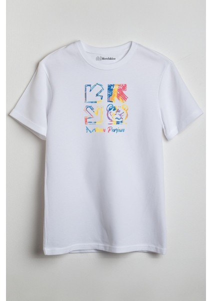 Dönen Oklar Baskılı Unisex T-Shirt Beyaz