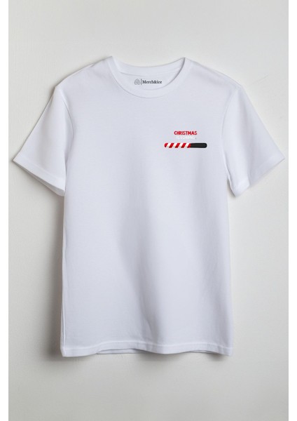 Christmas Is Loading Yılbaşı Baskılı Unisex T-Shirt Beyaz