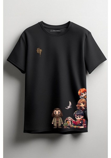 Hp Ailesi Baskılı Unisex T-Shirt Siyah