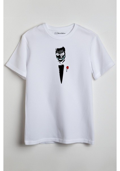 Saklı Joker Baskılı Unisex T-Shirt Beyaz