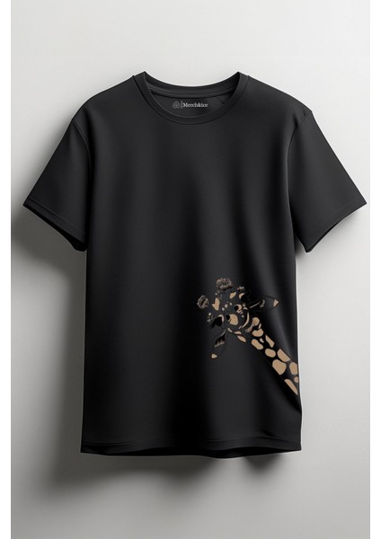 Görünmez Zürafa Baskılı Unisex T-Shirt Siyah