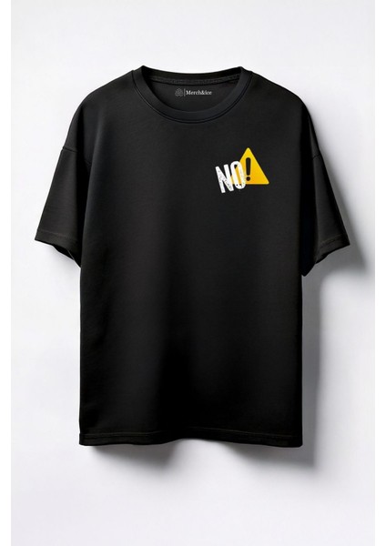 No Baskılı Unisex Oversize T-Shirt Siyah