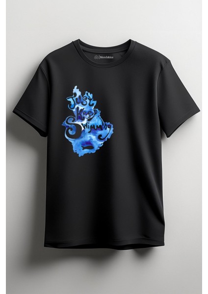 Just Keep Swimming Baskılı Unisex T-Shirt Siyah